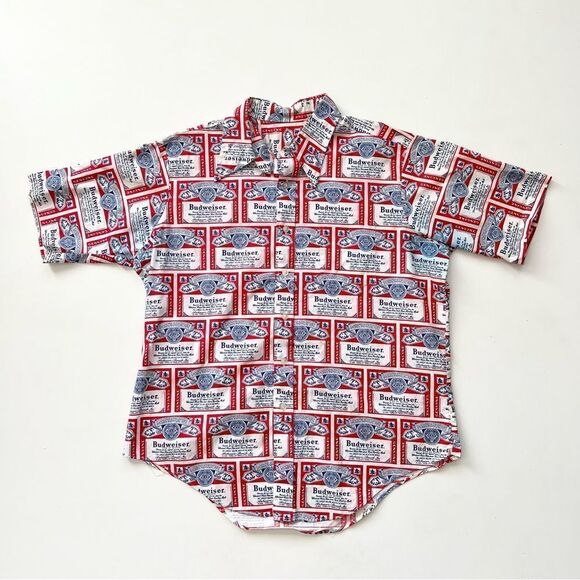 Budweiser Other - Vintage 60s 70s Budweiser Beer Label Line Union AOP Pop Art Polo Shirt Hawaiian.